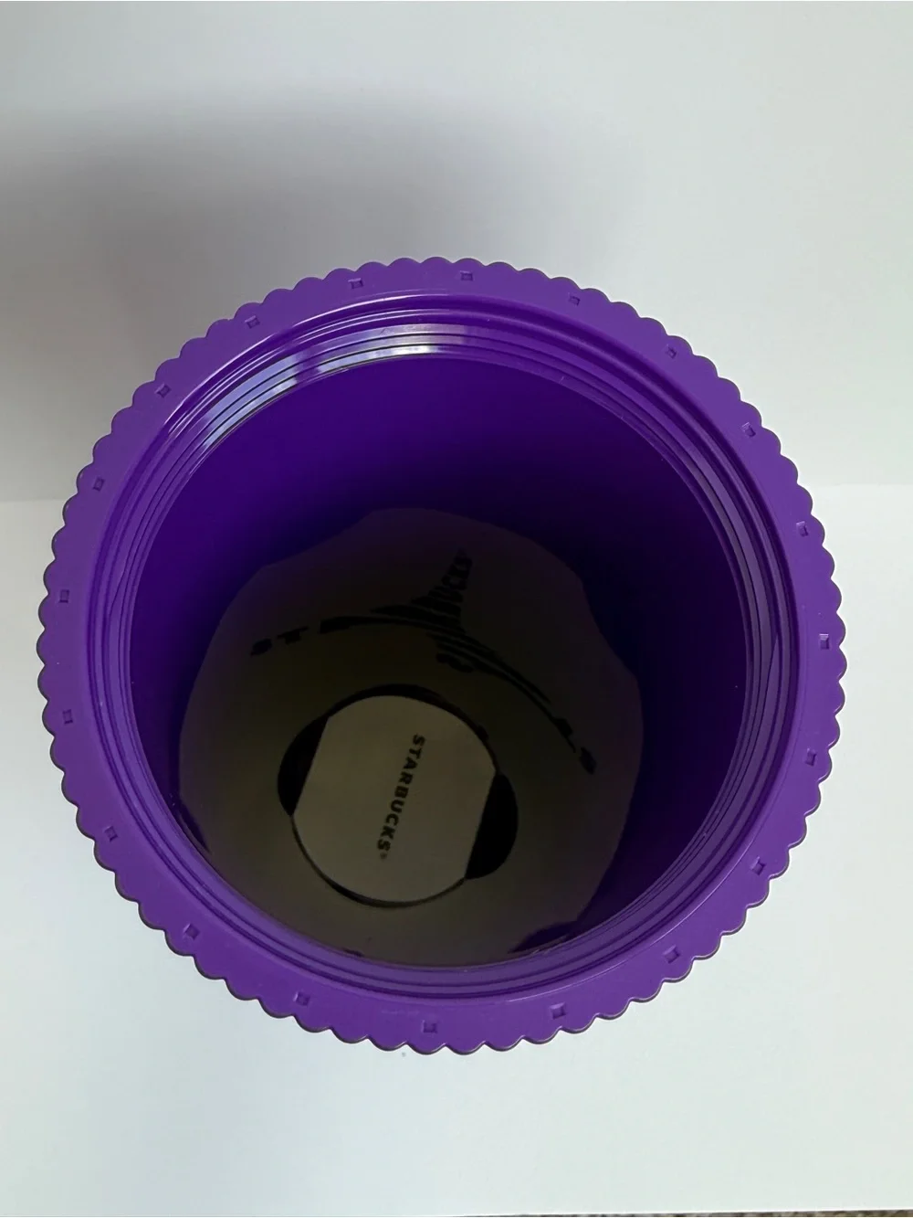 Starbucks Purple Ribbed Tumbler with Neon Green Glow Straw